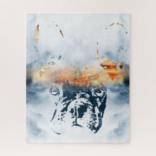 Franse bulldog en landschapscombinatie: abstract o legpuzzel