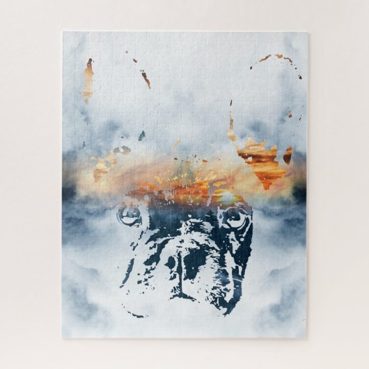 Franse bulldog en landschapscombinatie: abstract o legpuzzel (Verticaal)