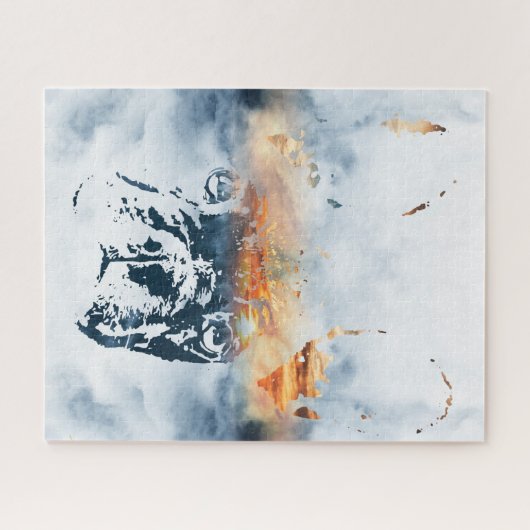 Franse bulldog en landschapscombinatie: abstract o legpuzzel (Horizontaal)