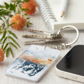 Franse bulldog en landschapscombinatie: abstract o sleutelhanger (Voorkant Rechts)