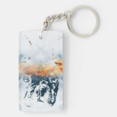 Franse bulldog en landschapscombinatie: abstract o sleutelhanger (achterkant)