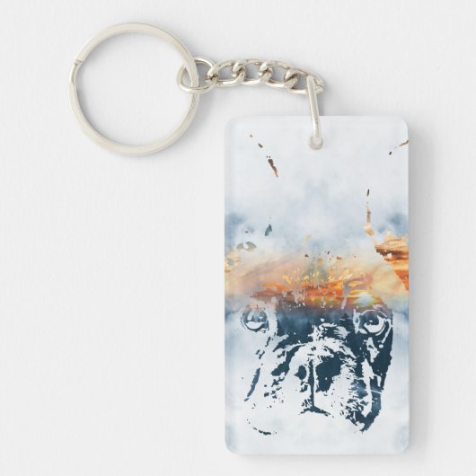 Franse bulldog en landschapscombinatie: abstract o sleutelhanger (Voorkant)