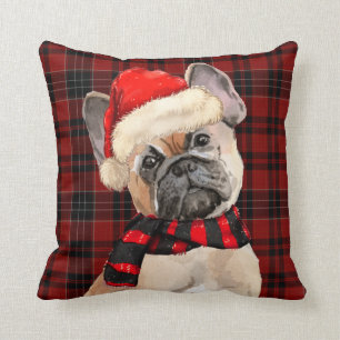 Franse Bulldog en Red Pset met kersttang Pillo Kussen