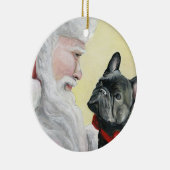 Franse Bulldog en Santa Dog-kerstversiering Keramisch Ornament (Rechts)