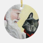 Franse Bulldog en Santa Dog-kerstversiering Keramisch Ornament (Voorkant)