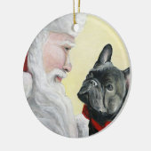 Franse Bulldog en Santa Dog-kerstversiering Keramisch Ornament (Links)