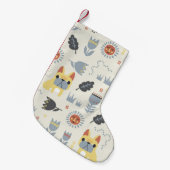 -Franse bulldog en Scandinavische bloem Kleine Kerstsok (Voorkant (Hangend))