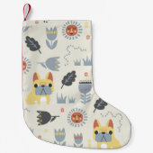 -Franse bulldog en Scandinavische bloem Kleine Kerstsok (Voorkant)