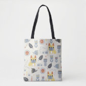 -Franse bulldog en Scandinavische bloem Tote Bag (Voorkant)