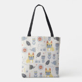 -Franse bulldog en Scandinavische bloem Tote Bag (Achterkant)