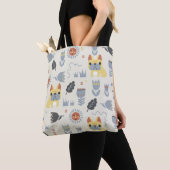 -Franse bulldog en Scandinavische bloem Tote Bag (Dichtbij)