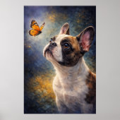 Franse Bulldog en Vlinder Poster (Voorkant)