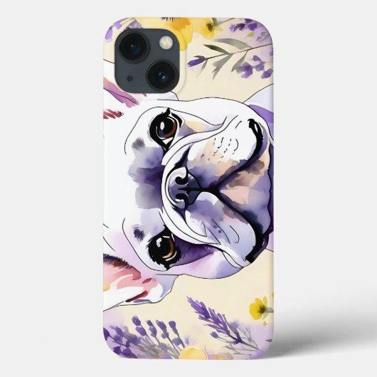 Franse Bulldog en wilde bloemen Case-Mate iPhone Case (Achterkant)