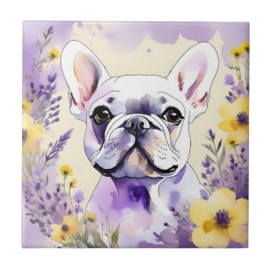 Franse Bulldog en wilde bloemen Tegeltje