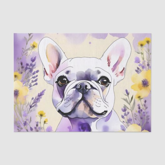 Franse Bulldog en wilde bloemen Tissuepapier (Voorkant)