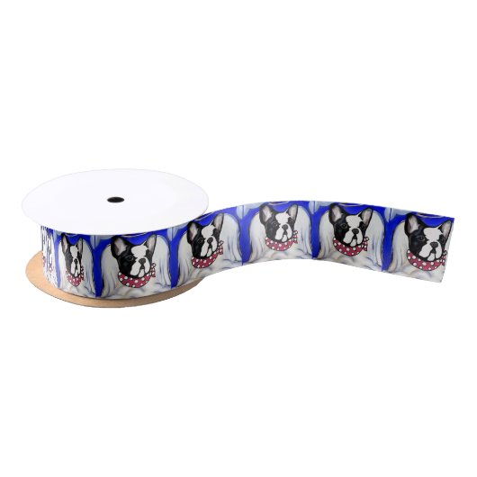 Franse Bulldog Engel Satijnen Lint (Spoel)
