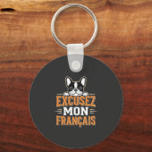 Franse Bulldog Excusez Mon Franais Design Sleutelhanger (Voorkant)