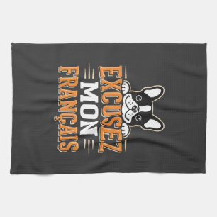 Franse Bulldog Excusez Mon Franais Design Theedoek