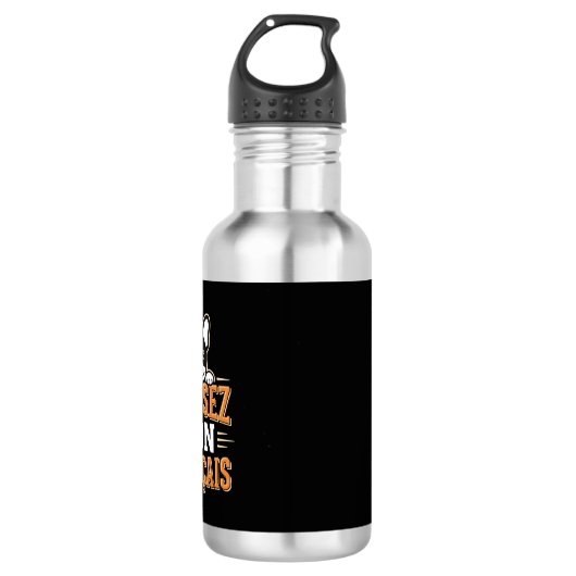 Franse Bulldog Excusez Mon Franais Design Waterfles (Voorkant)