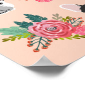 Franse Bulldog faces Floral Dog Art Poster (Hoek)