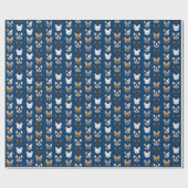 Franse Bulldog Faces Navy Blue Cadeaupapier (Vlak)