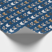Franse Bulldog Faces Navy Blue Cadeaupapier (Hoek)