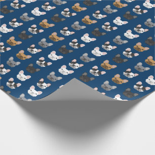 Franse Bulldog Faces Navy Blue Cadeaupapier