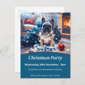 Franse Bulldog & Fairy Lights Kerstmis Uitnodiging Briefkaart (Voorkant / Achterkant)