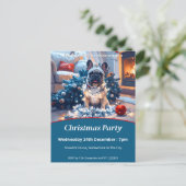 Franse Bulldog & Fairy Lights Kerstmis Uitnodiging Briefkaart (Staand voorkant)
