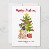 Franse Bulldog Familie Kerstmis Feestdagenkaart (Voorkant)