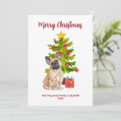 Franse Bulldog Familie Kerstmis Feestdagenkaart (Staand voorkant)