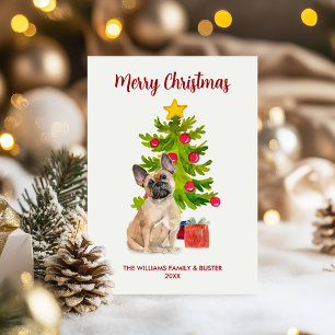 Franse Bulldog Familie Kerstmis Feestdagenkaart