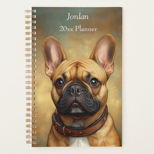 Franse Bulldog Fawn Frenchie Portret gepersonalise Planner (Voorkant)