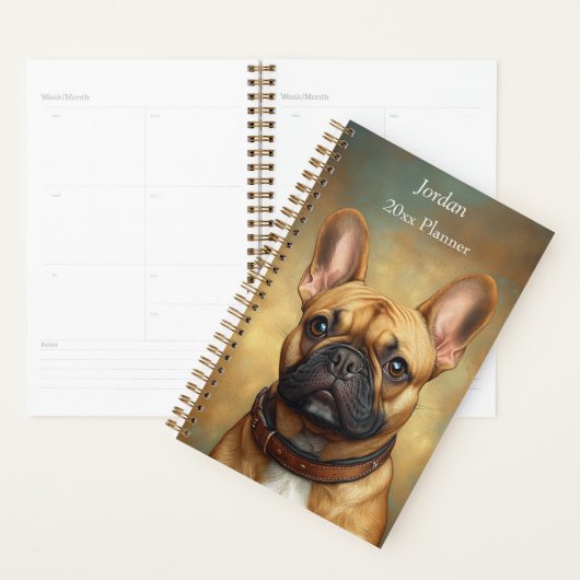 Franse Bulldog Fawn Frenchie Portret gepersonalise Planner (Display)