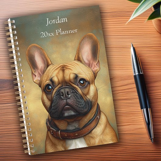Franse Bulldog Fawn Frenchie Portret gepersonalise Planner