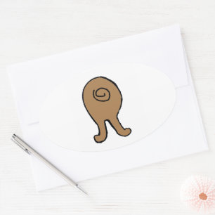 Franse Bulldog Fawn Hiney Cartoon Ovale Sticker