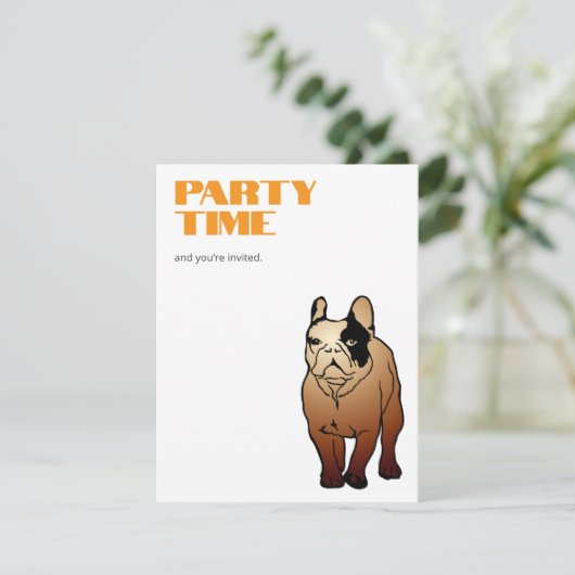 Franse Bulldog Feest uitnodiging (Staand voorkant)