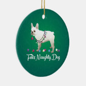 Franse Bulldog Feliz Naughty Dog Kerstmis Keramisch Ornament (Rechts)