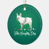 Franse Bulldog Feliz Naughty Dog Kerstmis Keramisch Ornament (Links)