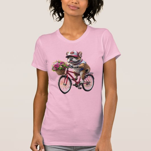 Franse Bulldog fiets French Bulldog T-shirt (Voorkant)