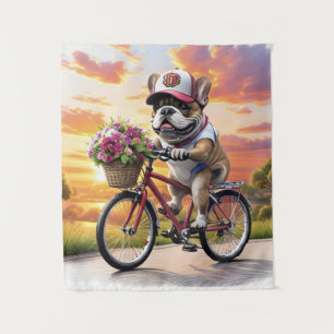 Franse Bulldog fiets French Bulldog Wandkleed