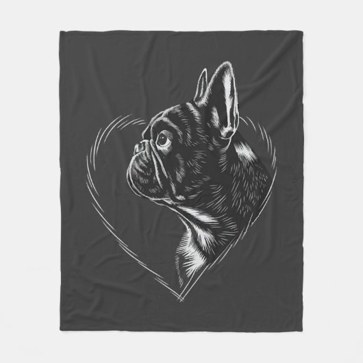 Franse Bulldog Fleece Deken (Voorkant)