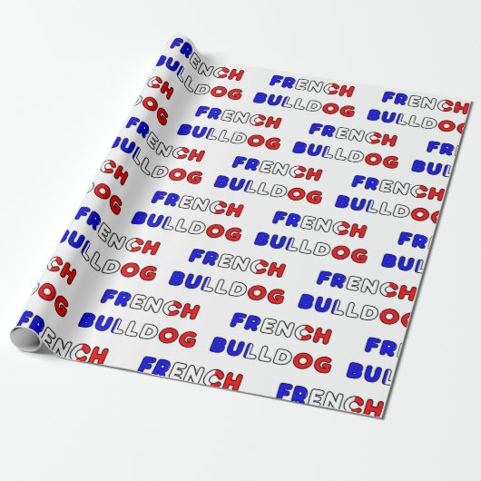 Franse bulldog flg in naam cadeaupapier (Uitgerold)