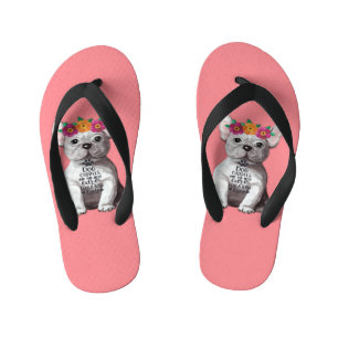 Franse Bulldog Flip Flops in Roze voor Kinderen