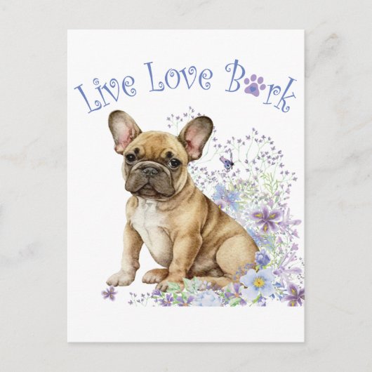 Franse Bulldog Floral Briefkaart (Voorkant)