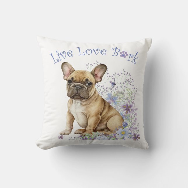 Franse Bulldog Floral Kussen (Voorkant)