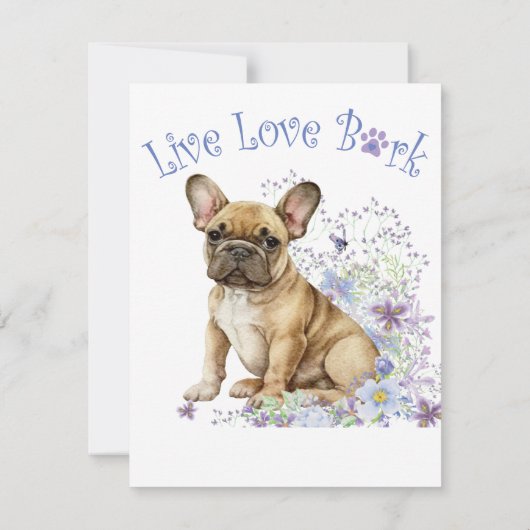 Franse Bulldog Floral Notitiekaartje (Achterkant)