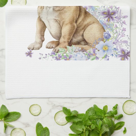Franse Bulldog Floral Theedoek (Gevouwen)