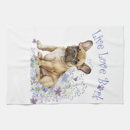 Franse Bulldog Floral Theedoek (Horizontaal)