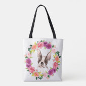 Franse Bulldog, Floral Wreath Canvas tas (Achterkant)
